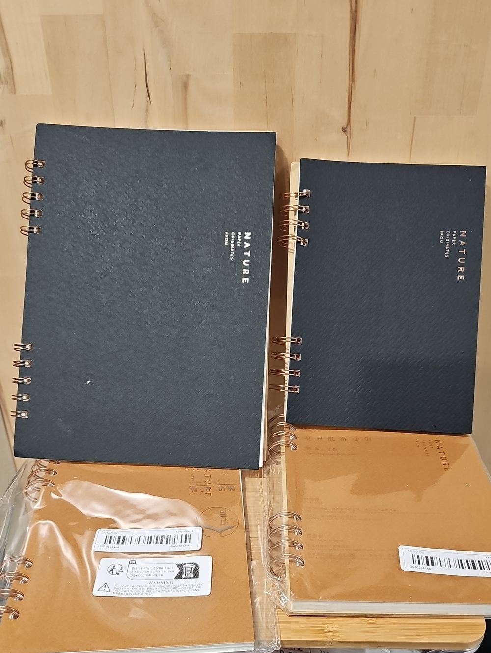 Nature Spiral Notebook Set - Black & Kraft